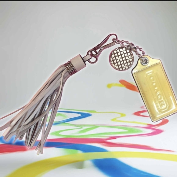 Coach Accessories - Coach Set Of 3 Hangtags. Tassel, Metallic Signature Charm, And Yellow Tag.